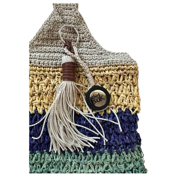 The Sak Multicolor  Raffia Crochet Tote Bag Zip Closure - Picture 2 of 12